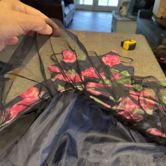 JESSICA HOWARD Sz 6  Flutter-Sleeve Black /pink  Floral Fit & Flare Short Dress - Picture 10 of 12